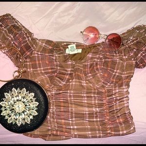 Just Polly Brown Bustier Top